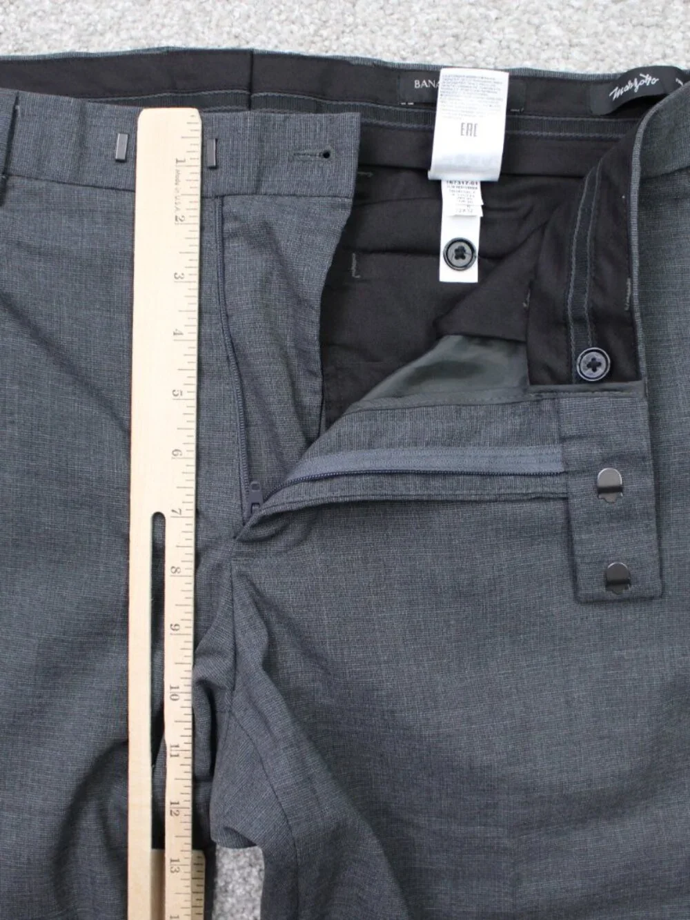 Banana Republic Pants Men 32x32 Charcoal Gray Marzotto Wool Slim Fit Performance